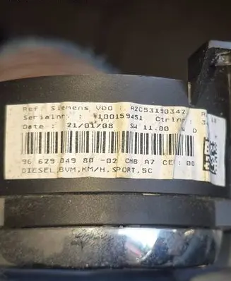 Peugeot 207 Speedometer (instrument cluster) 9662904580 A2C53065549