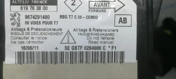Peugeot 308 Airbag control unit/module 9674291480