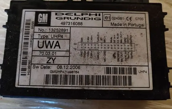 Chevrolet Cruze Bluetooth control unit module 13252891