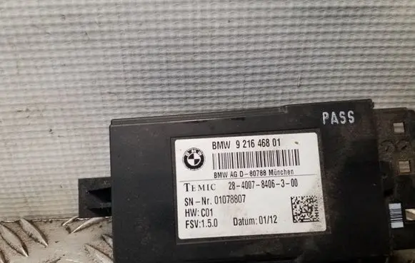 BMW 5 F10 F11 Seat control module 9216468 921646801