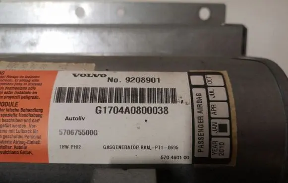 Volvo S80 Passenger airbag 9208901 570675500G