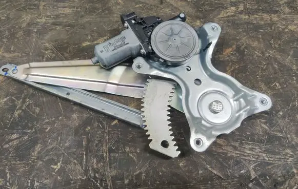 Rear door window regulator with motor