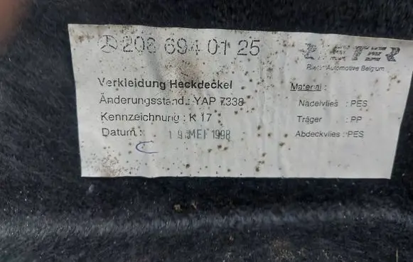 Mercedes-Benz CLK A208 C208 Tailgate trim 2086940125