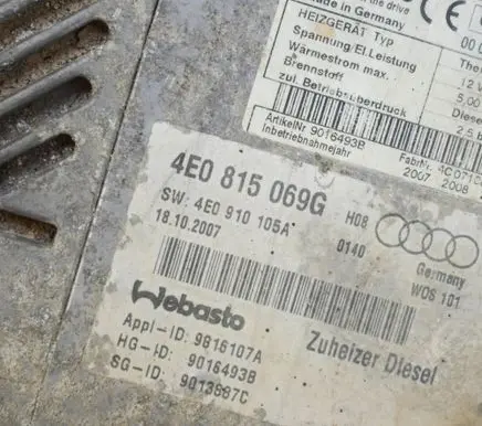 Audi A8 S8 D3 4E Auxiliary pre-heater (Webasto) 4E0815069G