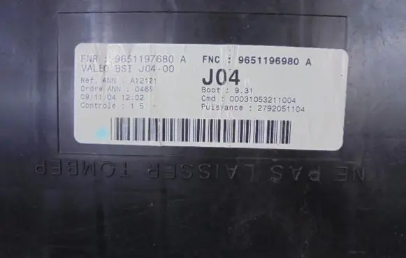 Peugeot 307 CC Fuse box set 9651197680A