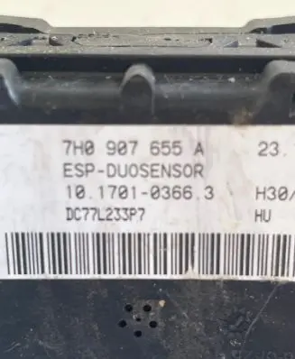 Volkswagen Touran I ESP acceleration yaw rate sensor 7H0907655A DC77L233P7 10170103663