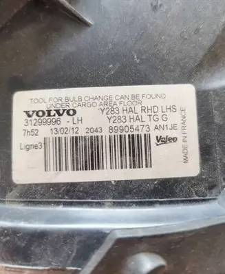 Volvo S60 Headlight/headlamp 31299996 89905473