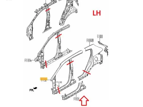 KIA Sportage Pillar (middle) 71312F1D10 71110F1A10 71130F1000