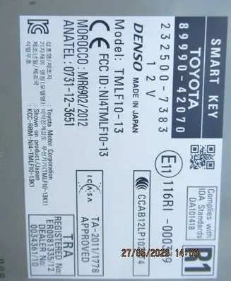 Toyota RAV 4 (XA40) Keyless (KESSY) go control unit/module 8999042070 0731123651 2325007383