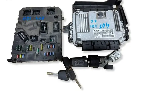 Peugeot 407 Engine ECU kit and lock set 9653958980 9659728280 0281012625