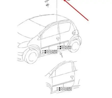Toyota Aygo AB10 Roof trim bar molding cover 755510H010