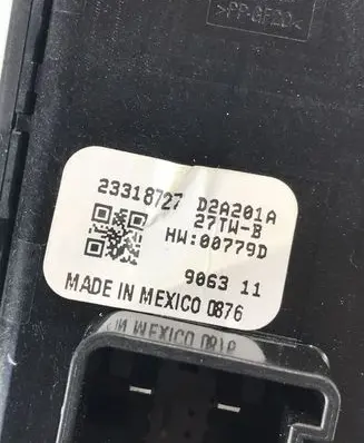 Chevrolet Camaro Electric window control switch 23318727 D20201A