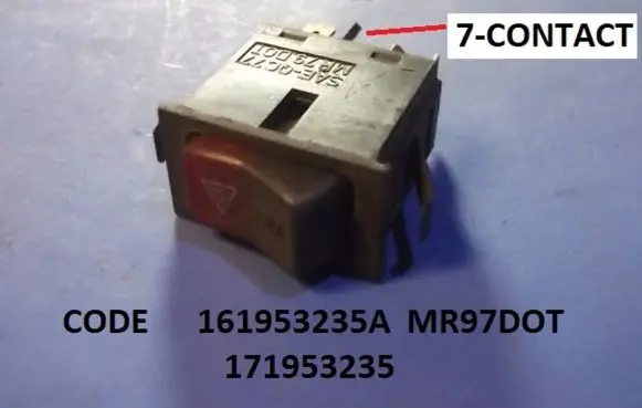 Volkswagen I LT Hazard light switch 161953235A MR97DOT
