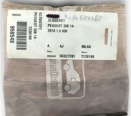 Peugeot 308 Glow plug 9686504380