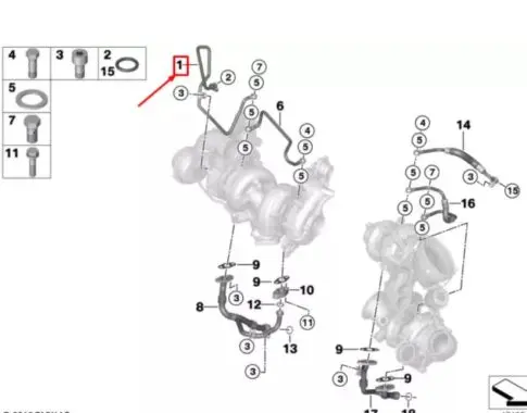 BMW X5 G05 Turbo turbocharger oiling pipe/hose 11428575125