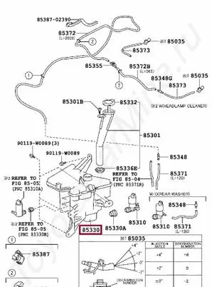 Toyota Auris E180 Windshield washer fluid reservoir/tank 8531502490