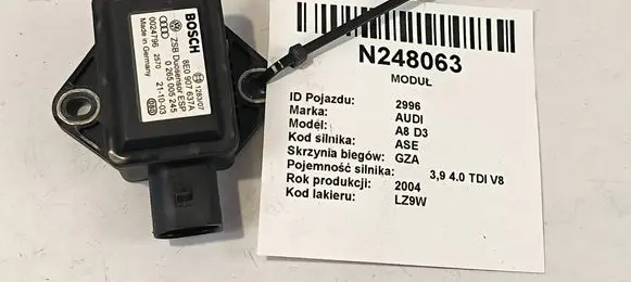 Audi A8 S8 D3 4E ESP acceleration yaw rate sensor 8E0907637A 0024796 0265005245