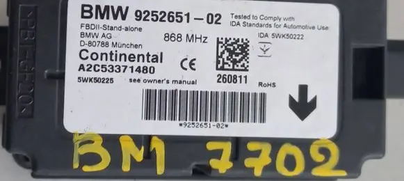 BMW 3 F30 F35 F31 Alarm control unit/module 9252651 5WK50225