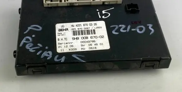 Mercedes-Benz S W221 Climate control unit A2218700326 5HB00867002 2218700287