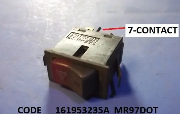 Volkswagen Jetta I Hazard light switch 161953235A MR97DOT