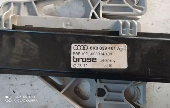 Audi A4 S4 B8 8K Rear door window regulator with motor 8K0839461A
