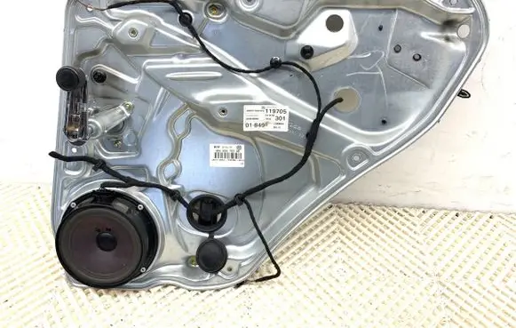Rear door window regulator with motor