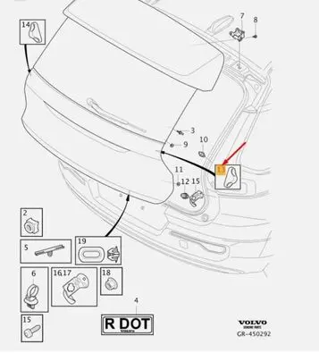 Volvo XC40 Tailgate/trunk/boot lid buffer 31457830