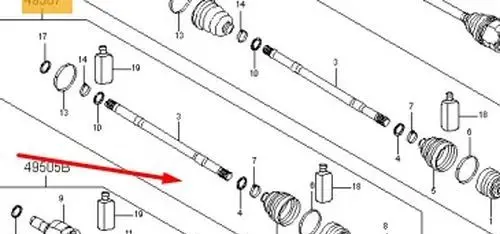 Hyundai i20 (GB IB) Front driveshaft 49526C8001