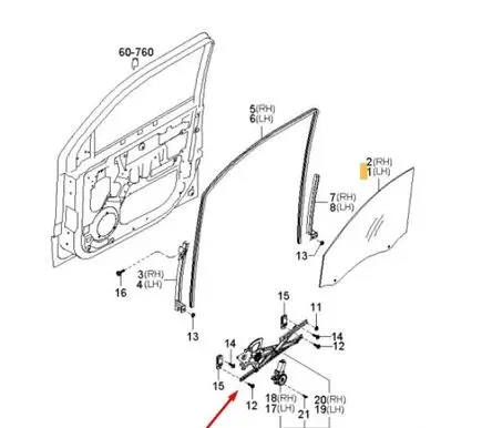 KIA Sorento Front door window regulator with motor 824033E000