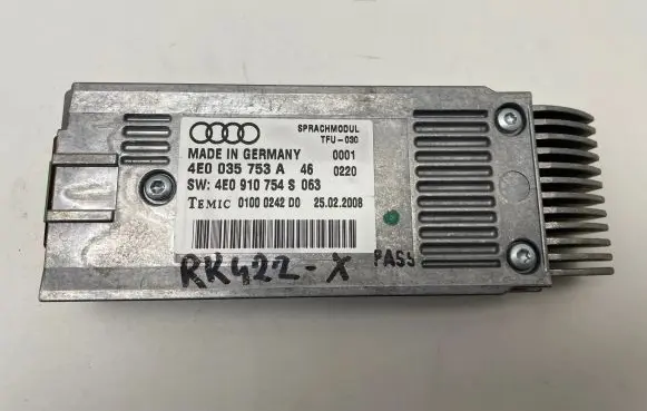 Audi A4 S4 B7 8E 8H Voice control module 4E0035753A 4E0910754S 01000242D0