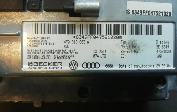 Audi A6 S6 C5 4B Screen/display/small screen 4F0919603A 6349FF047521020 6689FF047521020