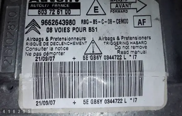 Citroen C4 I Airbag control unit/module 9662643980 603726100