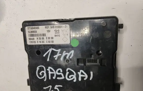 Nissan Qashqai Climate control unit 277604EA3C 5HB01203121 170125S16