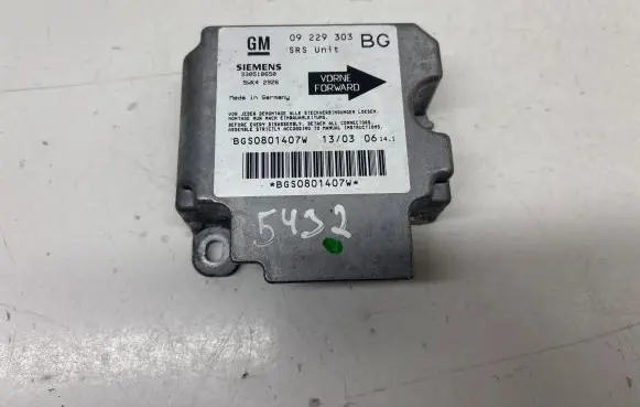 Opel Zafira A Airbag control unit/module 09229303