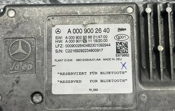 Mercedes-Benz C W205 Bluetooth control unit module A0009002640 A0009028586 00090026404820