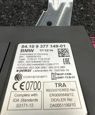 BMW 5 F10 F11 Bluetooth control unit module 9377149 2609073 9174271