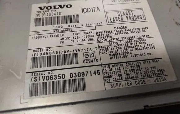 Volvo V50 Radio/CD/DVD/GPS head unit 31285448 1CD17A VO635003097145