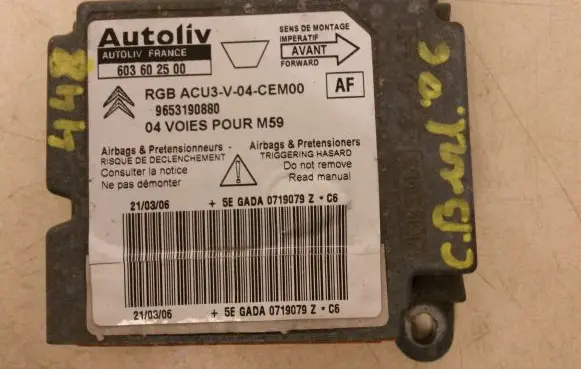 Citroen Berlingo Airbag control unit/module 9653190880 603602500
