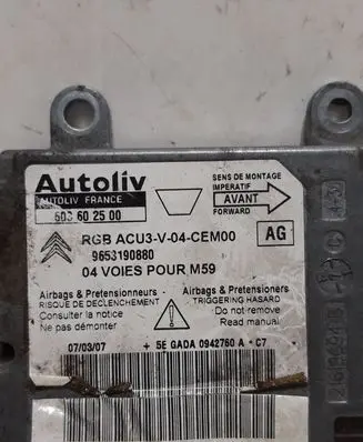 Peugeot Partner Airbag control unit/module 503602500 9653190880