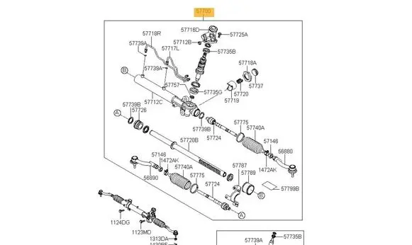 Hyundai Tucson JM Steering rack 577001F702