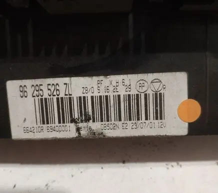 Peugeot 607 Climate control unit 96295526ZL 96295526