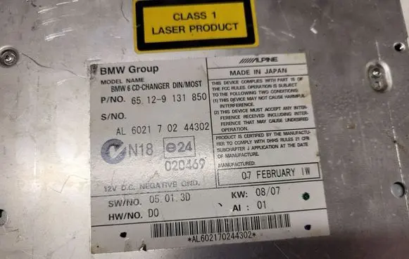 BMW 5 E60 E61 CD/DVD changer 65129131850 020469 602170244302