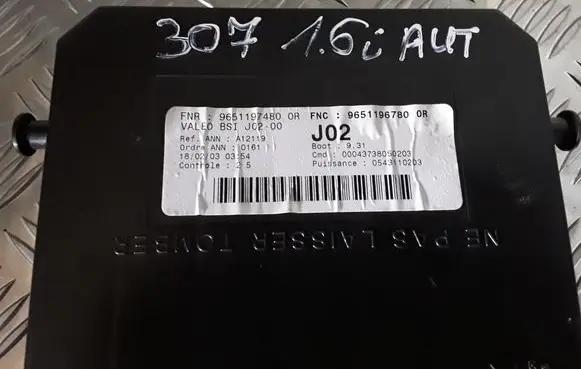 Peugeot 307 Comfort/convenience module 9651197480