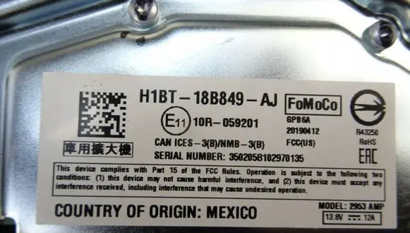Ford Fiesta Subwoofer speaker H1BT19A067AA GX2KD12219H201 H1BT18B849