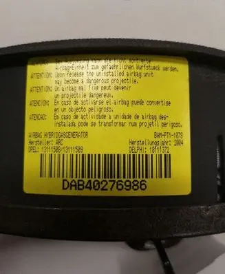 Opel Corsa C Steering wheel airbag 13111508 13111509 18111372