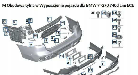 BMW 7 G70 Rear bumper mounting bracket 9464133