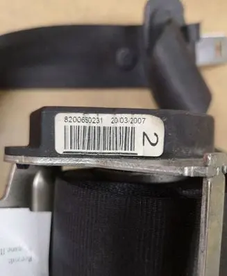 Renault Megane II Rear seatbelt 8200650231 7122389 650231