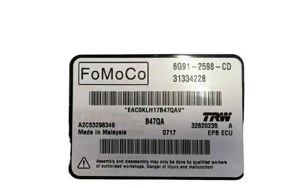 Volvo XC60 Hand brake control module 6G912598CD 31334228 A2C53296349