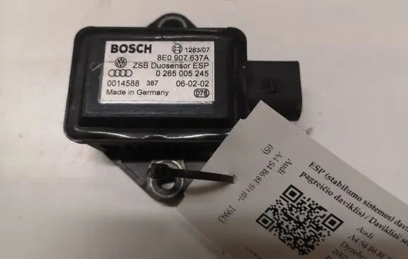 Audi A4 S4 B6 8E 8H ESP acceleration yaw rate sensor 0265005245 8E0907637A