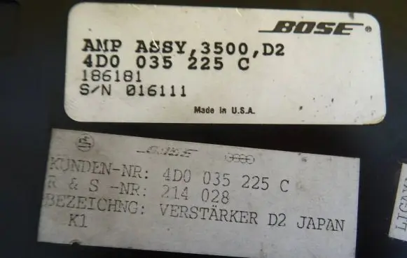 Audi A8 S8 D2 4D Sound amplifier 4D0035225C
